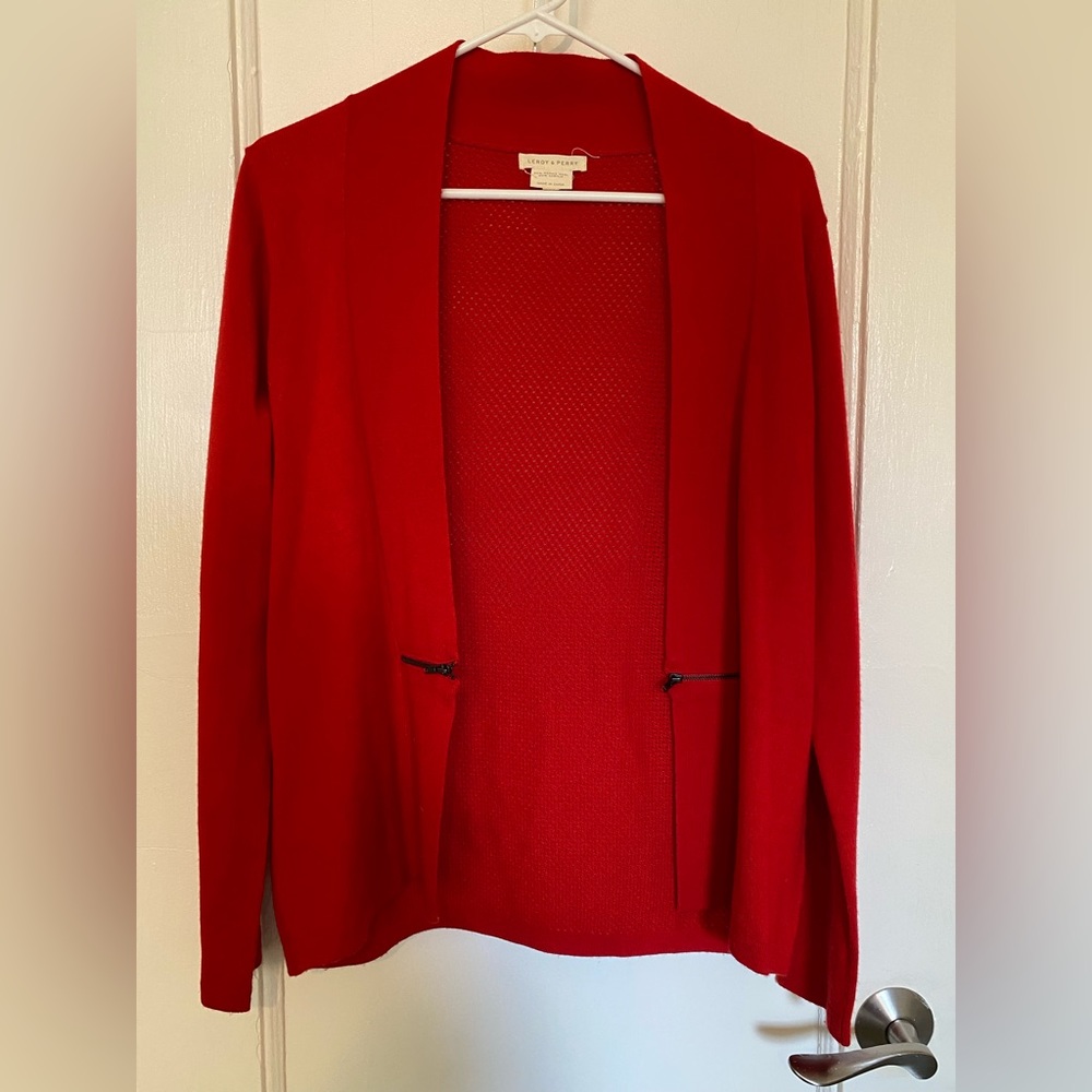 Leroy & Perry RED cardigan merino wool blend